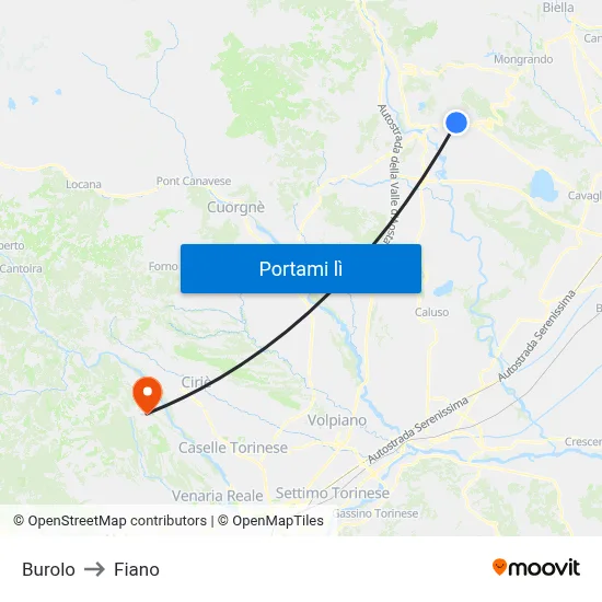 Burolo to Fiano map