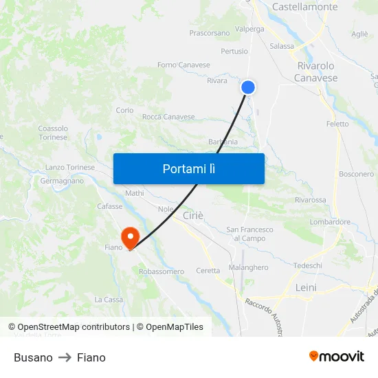 Busano to Fiano map