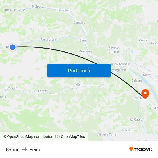 Balme to Fiano map