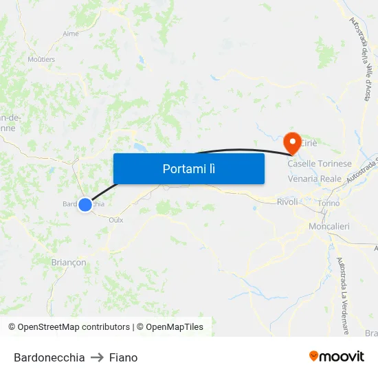 Bardonecchia to Fiano map