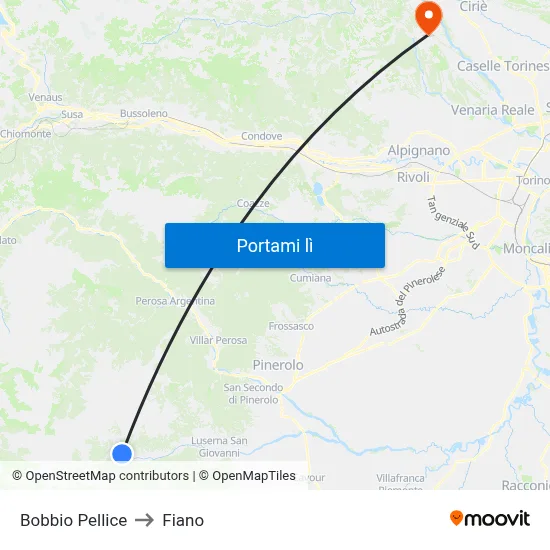 Bobbio Pellice to Fiano map