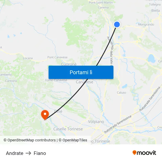 Andrate to Fiano map