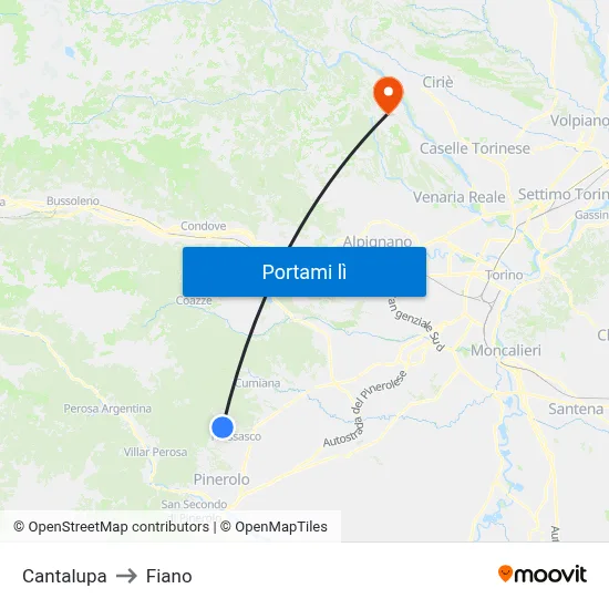 Cantalupa to Fiano map