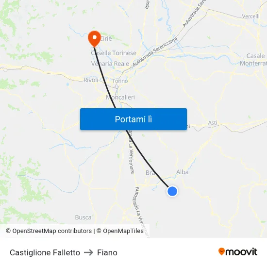 Castiglione Falletto to Fiano map