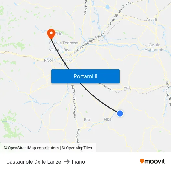Castagnole Delle Lanze to Fiano map