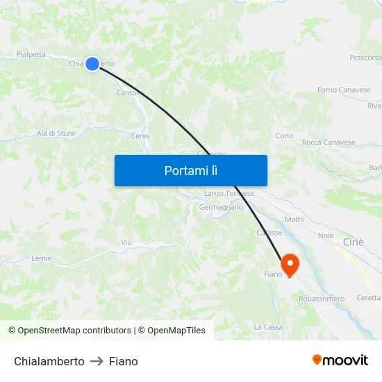 Chialamberto to Fiano map