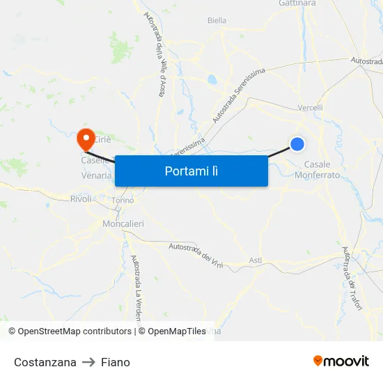 Costanzana to Fiano map