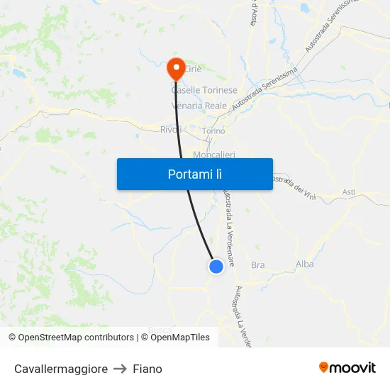 Cavallermaggiore to Fiano map