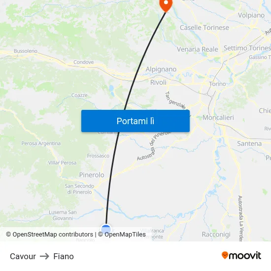 Cavour to Fiano map