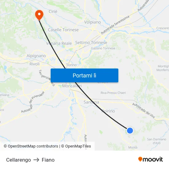 Cellarengo to Fiano map