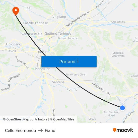 Celle Enomondo to Fiano map