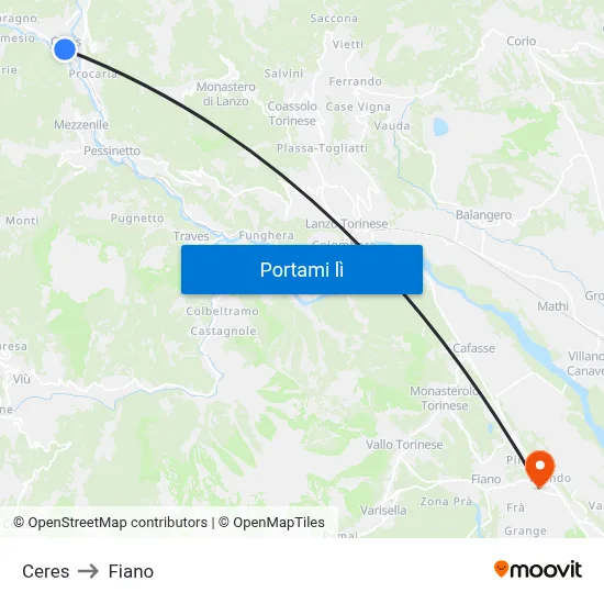 Ceres to Fiano map
