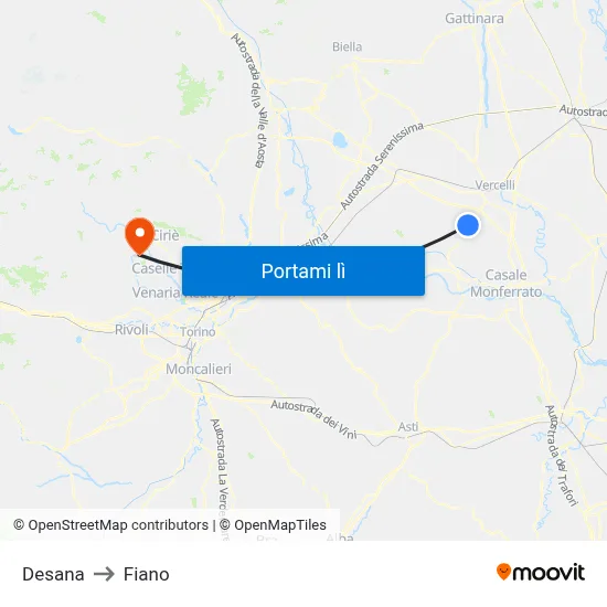 Desana to Fiano map