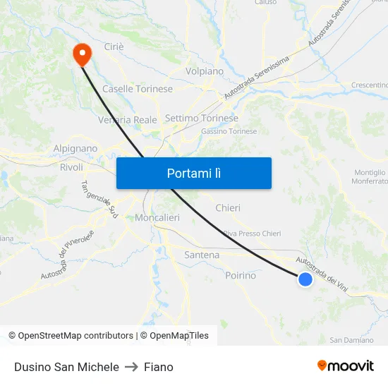 Dusino San Michele to Fiano map