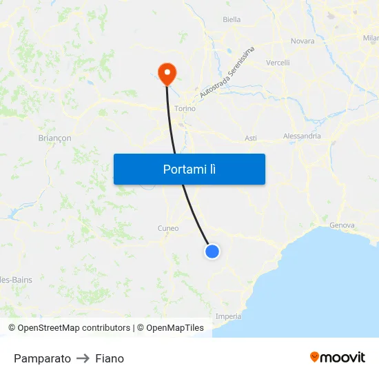 Pamparato to Fiano map