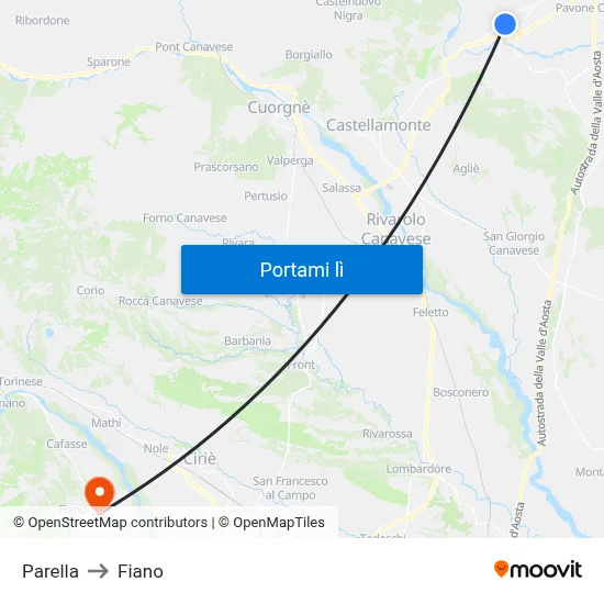 Parella to Fiano map