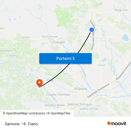 Samone to Fiano map