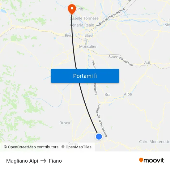 Magliano Alpi to Fiano map