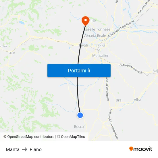 Manta to Fiano map