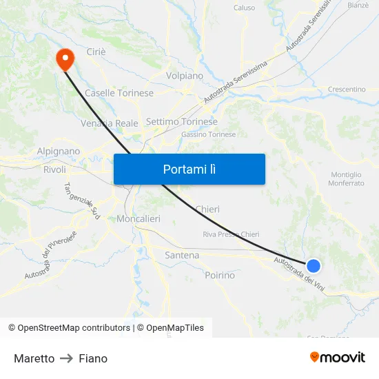 Maretto to Fiano map