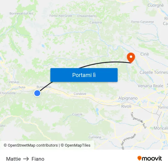 Mattie to Fiano map