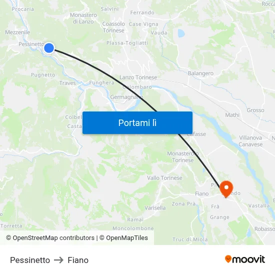 Pessinetto to Fiano map