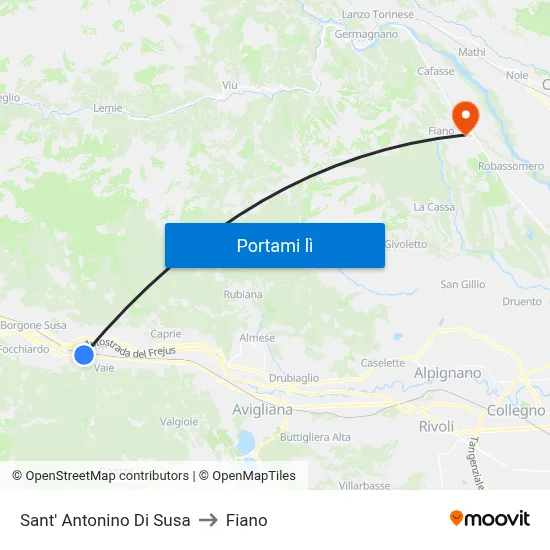 Sant' Antonino Di Susa to Fiano map