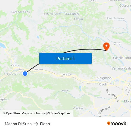Meana Di Susa to Fiano map