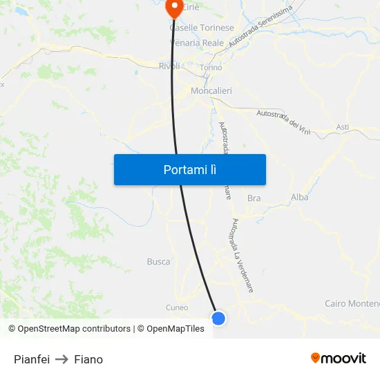 Pianfei to Fiano map