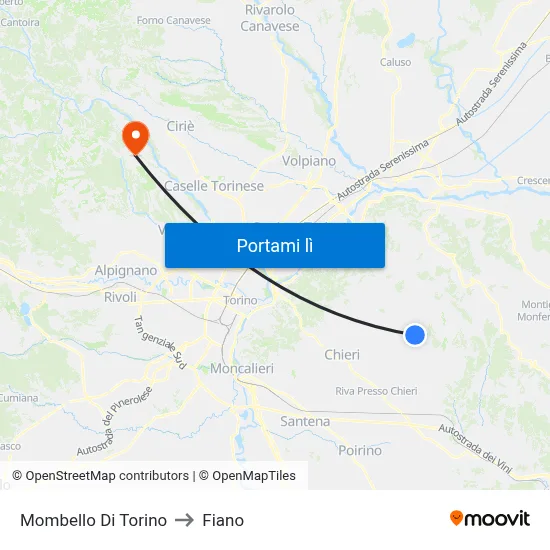 Mombello Di Torino to Fiano map