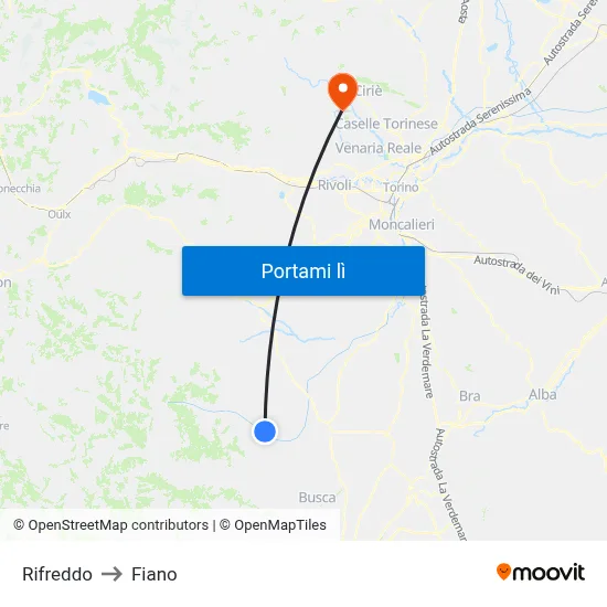 Rifreddo to Fiano map