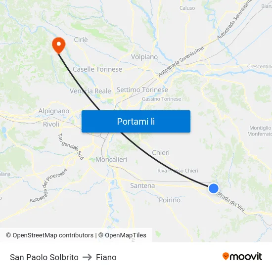San Paolo Solbrito to Fiano map