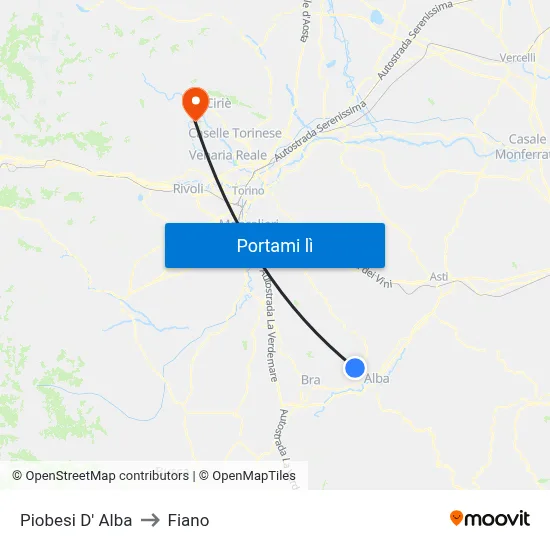 Piobesi D' Alba to Fiano map