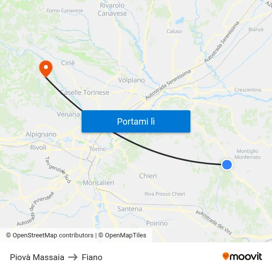 Piovà Massaia to Fiano map