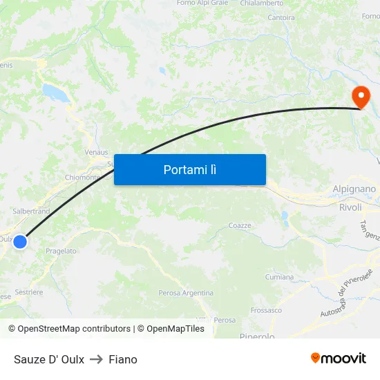 Sauze D' Oulx to Fiano map