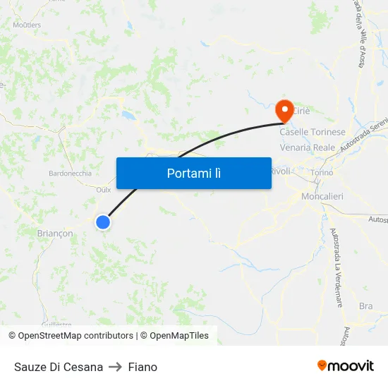 Sauze Di Cesana to Fiano map