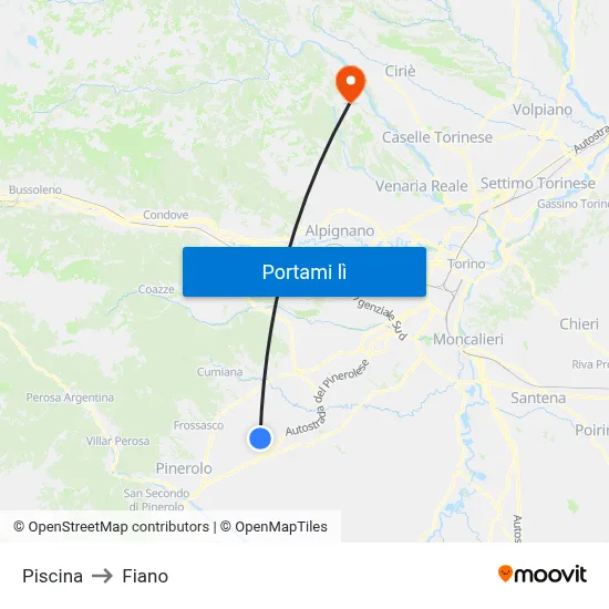 Piscina to Fiano map
