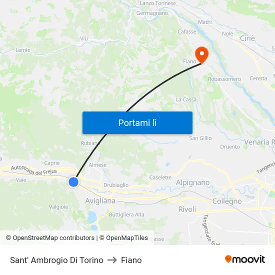 Sant' Ambrogio Di Torino to Fiano map