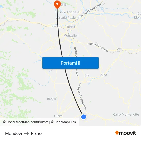 Mondovì to Fiano map