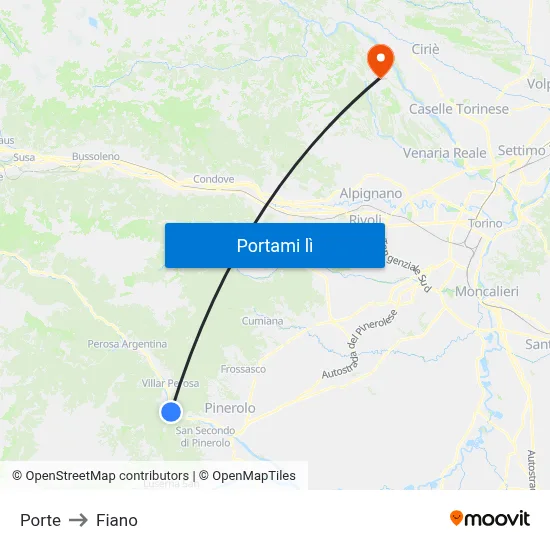 Porte to Fiano map