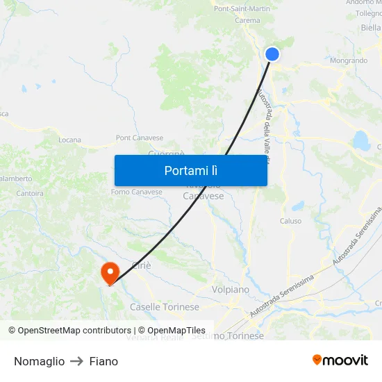 Nomaglio to Fiano map