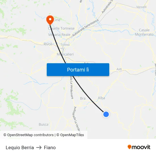 Lequio Berria to Fiano map