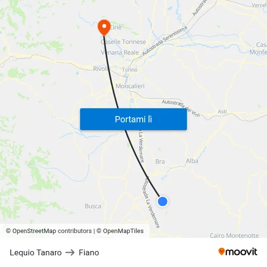 Lequio Tanaro to Fiano map