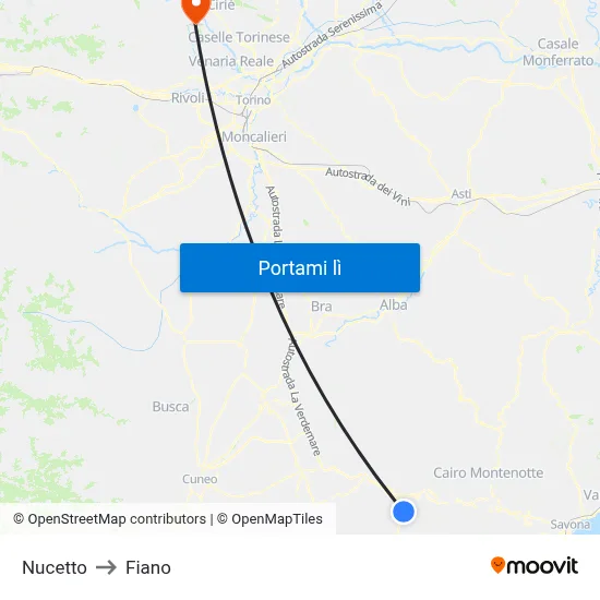 Nucetto to Fiano map