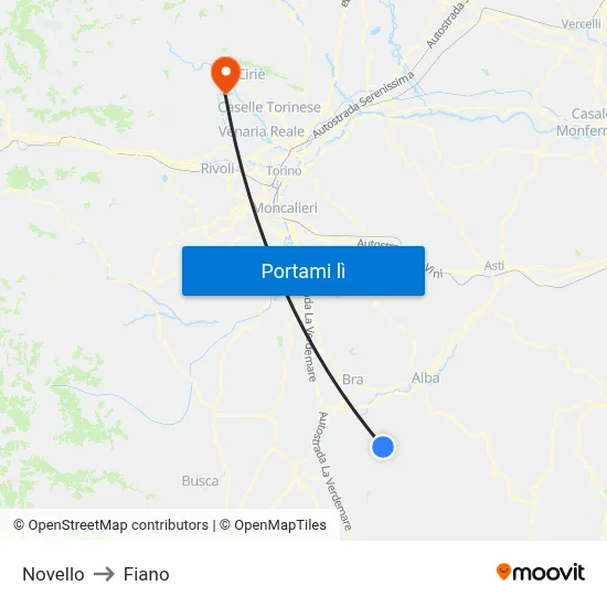 Novello to Fiano map