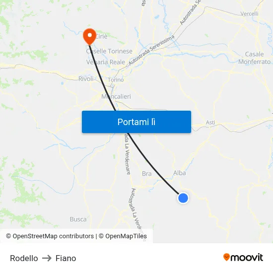 Rodello to Fiano map