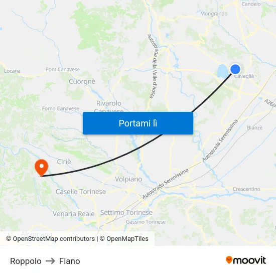 Roppolo to Fiano map