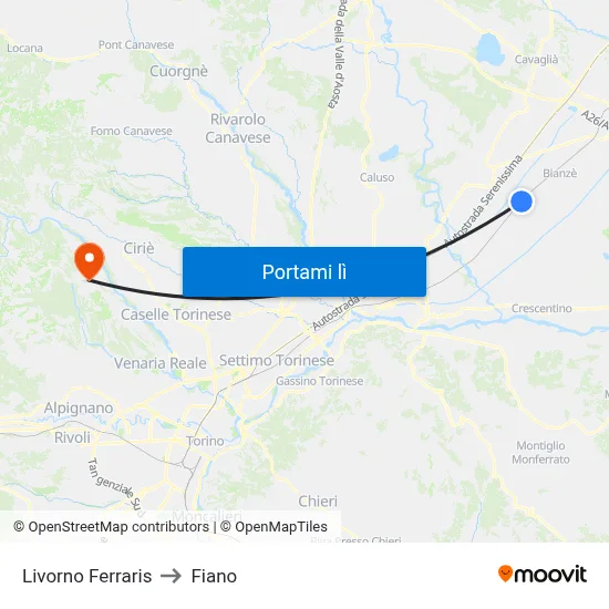 Livorno Ferraris to Fiano map