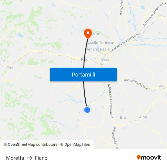 Moretta to Fiano map
