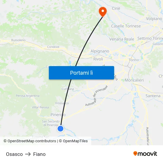Osasco to Fiano map